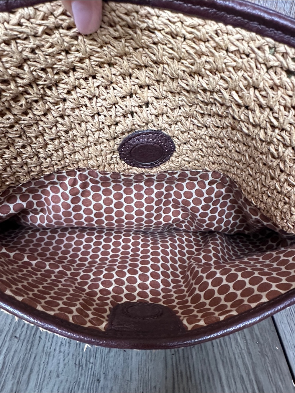 Brighton Woven Straw & Faux Crocodile Leather Crossbody Bag Purse - Picture 13 of 15